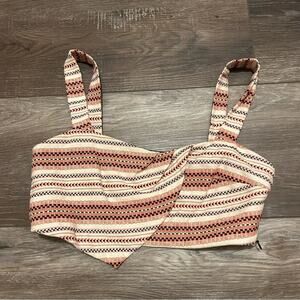 Zara Trafaluc Collection, White and Pink Crop Top, Size M